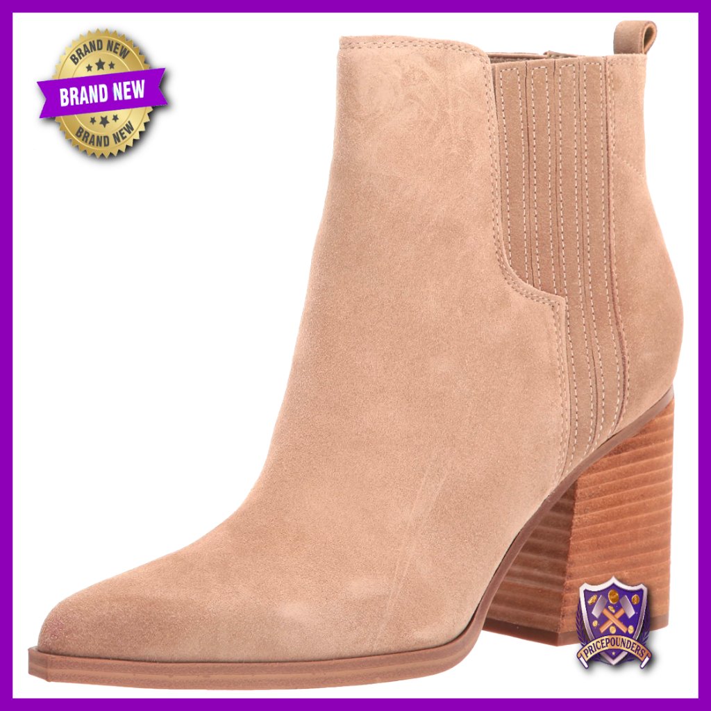 Stacked Heel Ankle Booties, Pointed Toe Slip On Western Chelsea Boots
